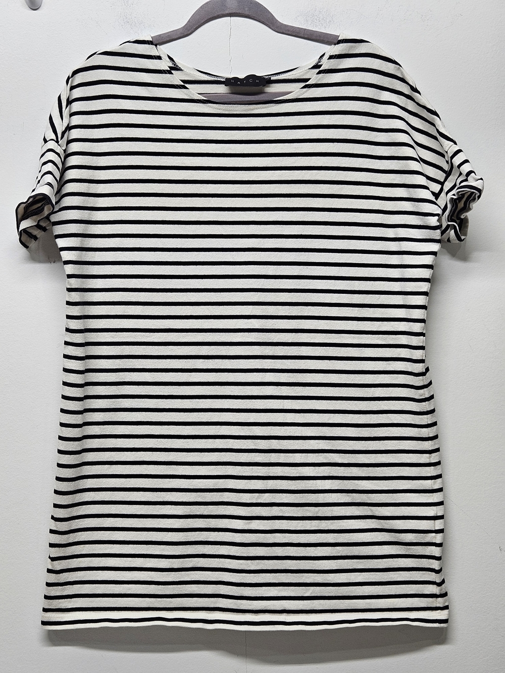 HATCH Maternity Striped Tee Size 2 M Black White Boatneck Top